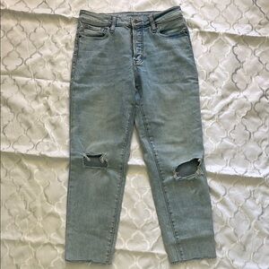 Women's Light Blue Distressed Jeans